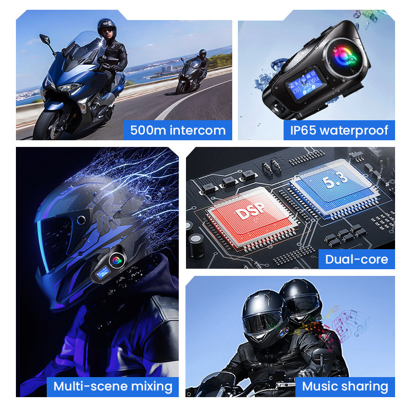 Multifunktionales Bluetooth-Headset für Motorradhelme 