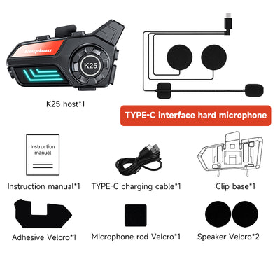 Motorcycle Helmet Bluetooth Headset Waterproof With LED Light