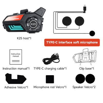 Motorcycle Helmet Bluetooth Headset Waterproof With LED Light