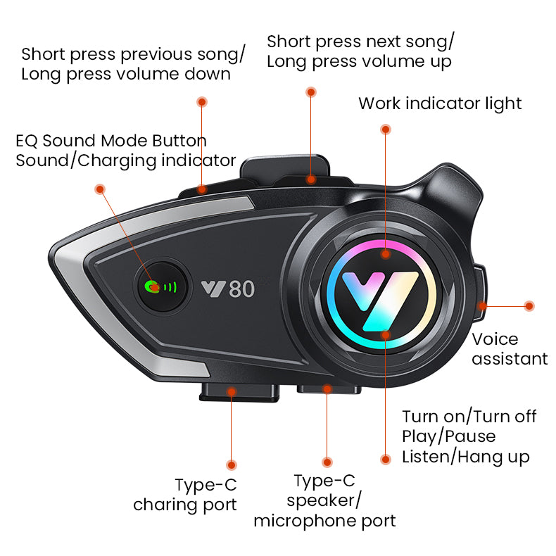 Multifunktionales Bluetooth-Headset für Motorradhelme 