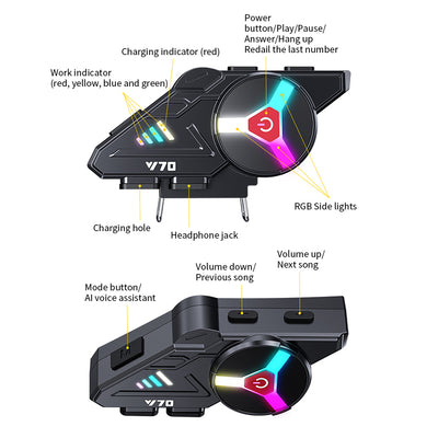 Multifunktionales Bluetooth-Headset für Motorradhelme 