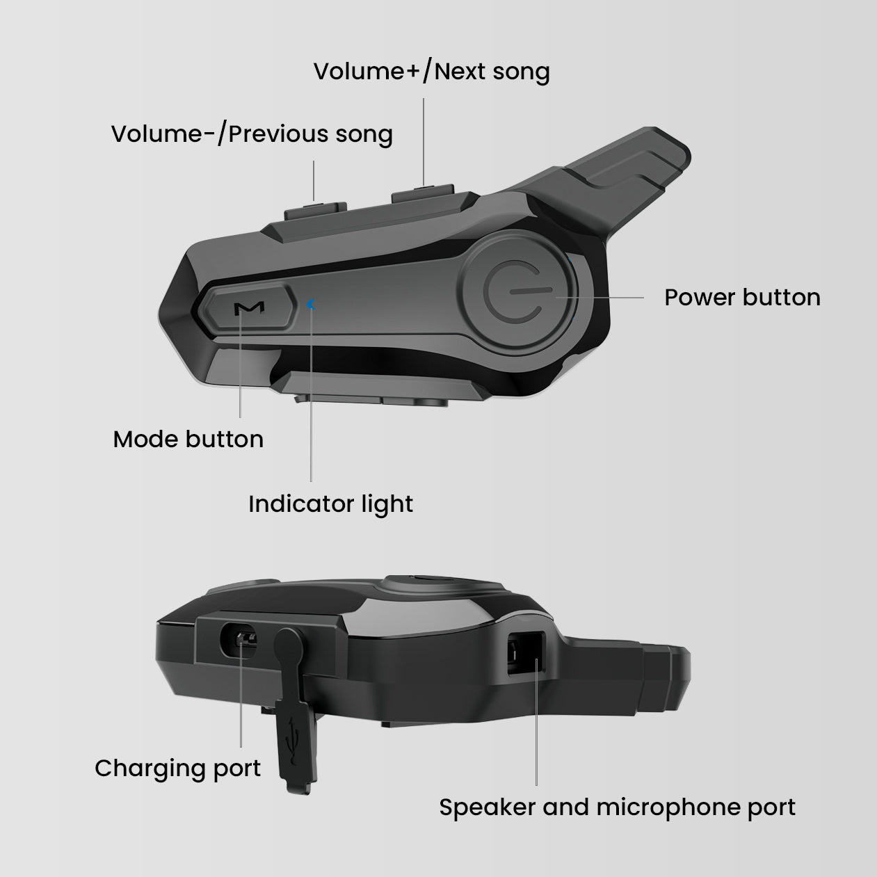 E1 Plus Motorcycle 500m Intercom Helmet Bluetooth Headset