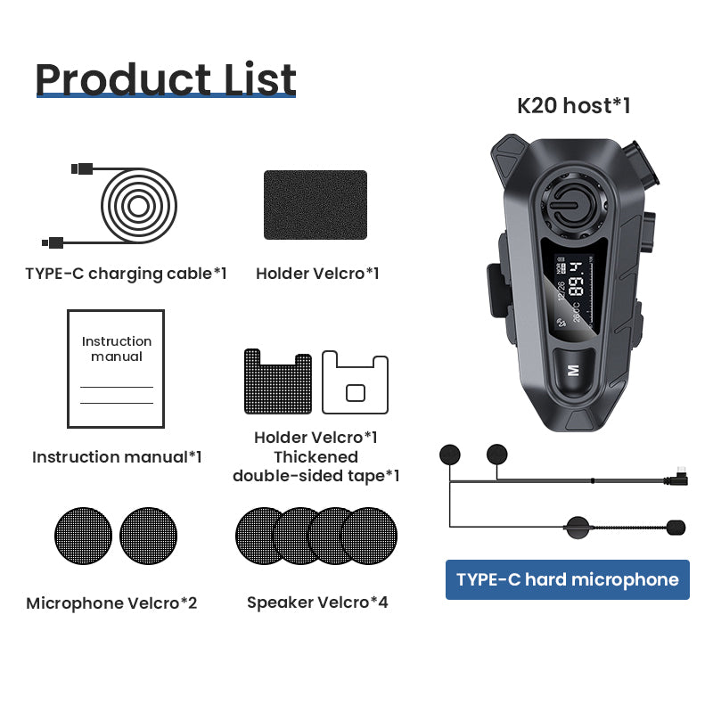 Multifunktionales Bluetooth-Headset für Motorradhelme 