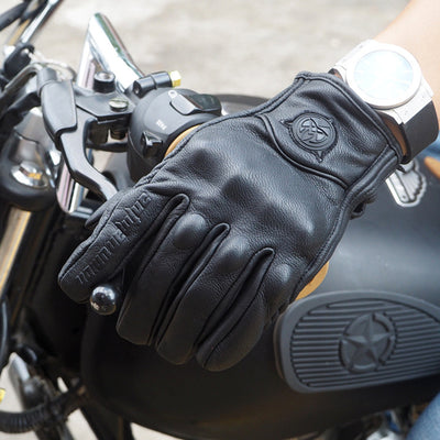 Motorrad-Lederhandschuhe mit kurzer Stulpe