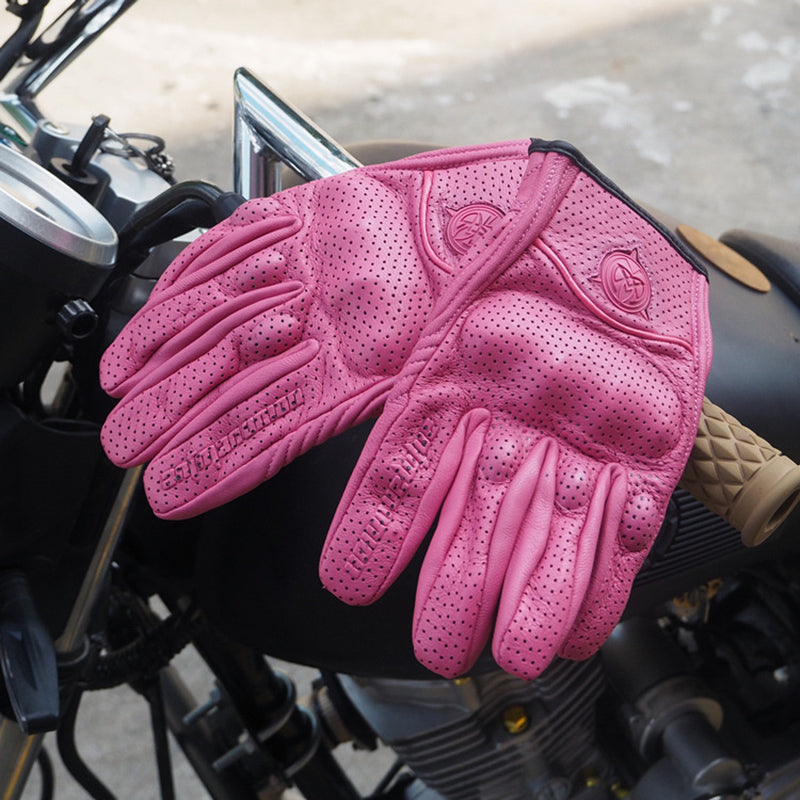 Motorradhandschuhe aus Leder für Damen mit kurzen Stulpen