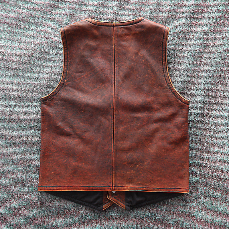 Amekaji Men's Anarchist Leather Vest