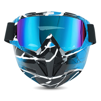 Motorradbrille mit coolem, abnehmbarem Gesichtsschutz 清货完