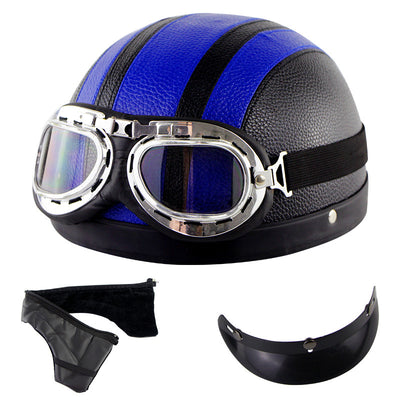 Retro-Halbhelm für Motorradfahrer mit Schutzbrille