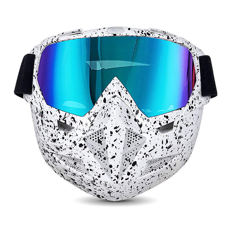 Motorradbrille mit coolem, abnehmbarem Gesichtsschutz 清货完