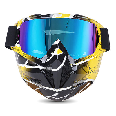 Motorradbrille mit coolem, abnehmbarem Gesichtsschutz 清货完