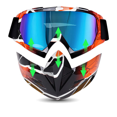 Motorradbrille mit coolem, abnehmbarem Gesichtsschutz 清货完